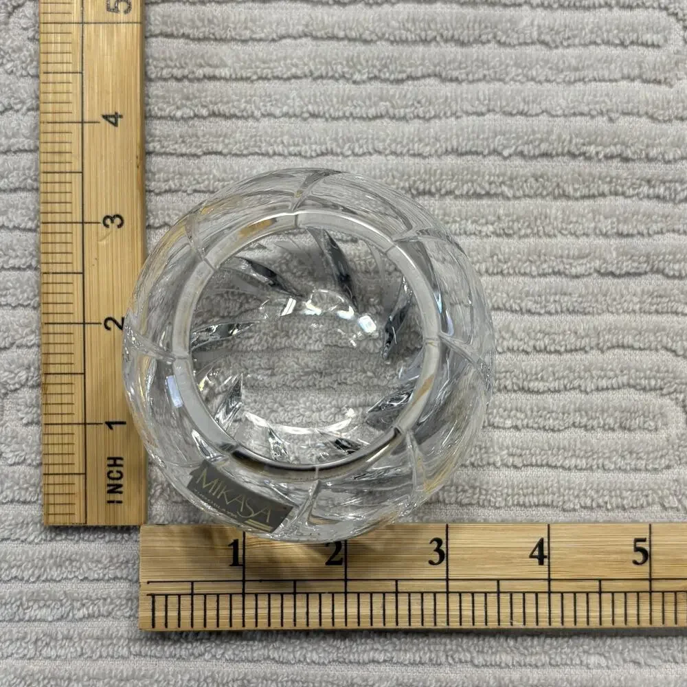 Vintage Mikasa Crystal Rose Bowl Etched Floral Swirl Vase Yugoslavia